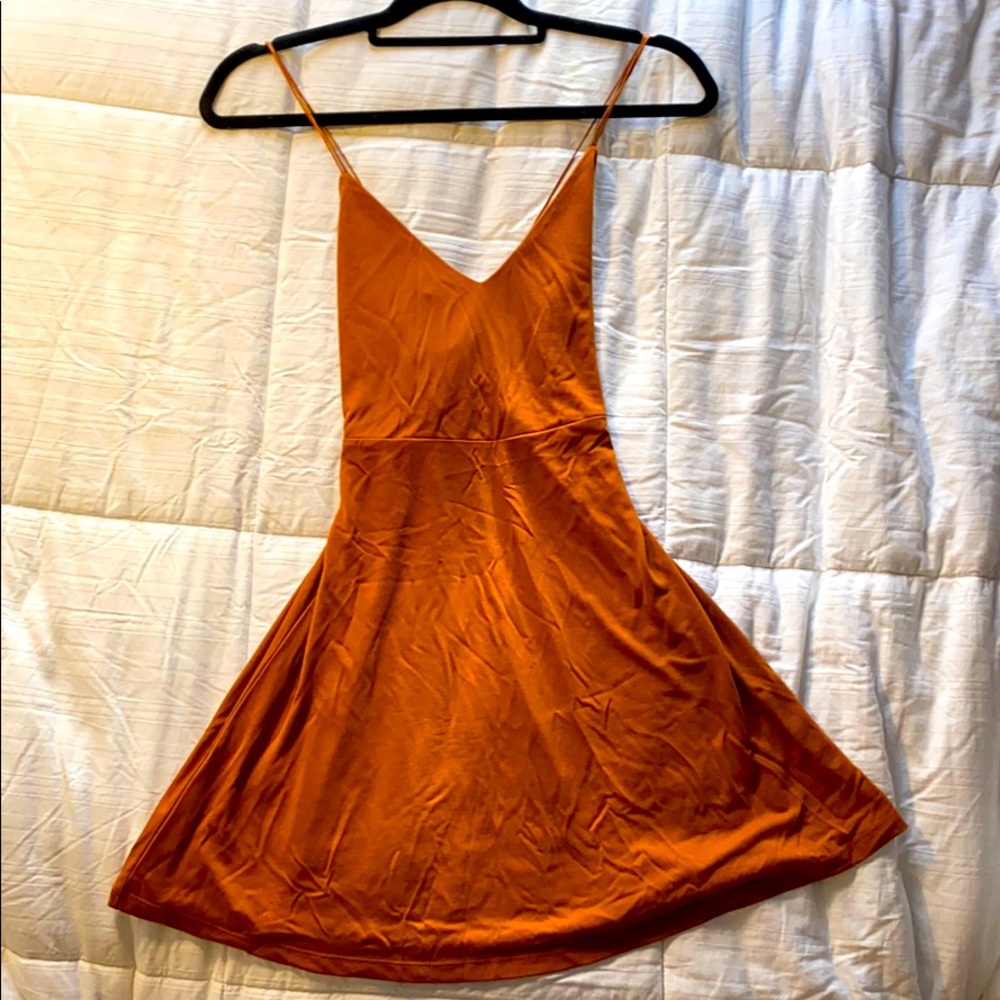 Orange-brown spaghetti strap dress